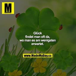 Glück findet man oft da, wo man es am wenigsten erwartet.