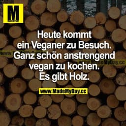 Heute kommt ein Veganer zu Besuch. Ganz schön anstrengend vegan zu kochen. Es gibt Holz.