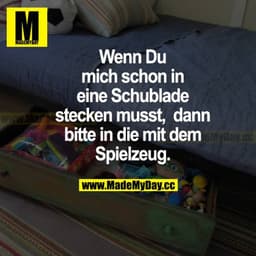 Wenn du mich schon in eine Schublade stecken musst, dann bitte in die mit dem Spielzeug.