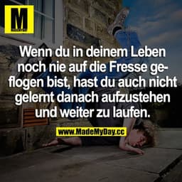 Wenn du in deinem Leben noch nie auf die Fresse geflogen bist, hast du auch nicht gelernt danach aufzustehen und weiter 
