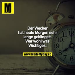 Der Wecker hat heute Morgen sehr lange geklingelt. War wohl was Wichtiges.