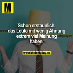 Schon erstaunlich, dass Leute mit wenig Ahnung extrem viel Meinung haben.