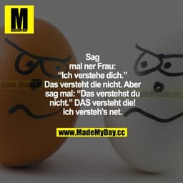 Sag mal einer Frau: "Ich verstehe dich." Das versteht die nicht. Aber sag mal: "Das verstehst du nicht." DAS versteht di
