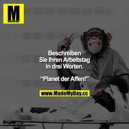 "Beschreiben Sie Ihren Arbeitstag in drei Worten."
"Planet der Affen!"