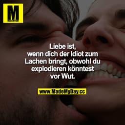 Liebe ist,
wenn dich der Idiot zum Lachen bringt, obwohl du explodieren könntest vor Wut.