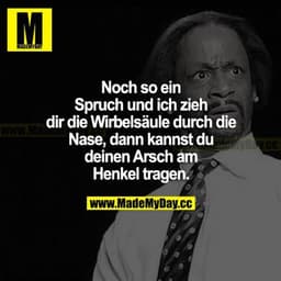Noch so ein Spruch und ich zieh dir die Wirbelsäule durch die Nase, dann kannst du deinen Arsch am Henkel tragen.