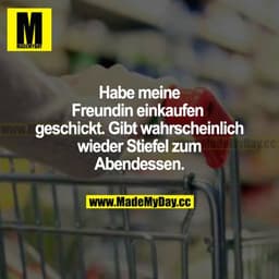 Habe meine Freundin einkaufen geschickt. Gibt wahrscheinlich wieder Stiefel zum Abendessen.