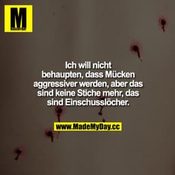 Ich will nicht behaupten dass Mücken aggressiver werden, aber das sind keine Stiche mehr, das sind Einschusslöcher.