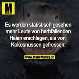 Es werden statistisch gesehen mehr Leute von herabfallenden Haien erschlagen, als von Kokosnüssen gefressen. 