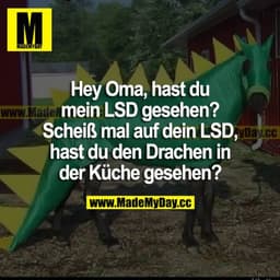 Hey Oma, hast du mein LSD gesehen? Scheiß mal auf dein LSD, hast du den Drachen in der Küche gesehen?