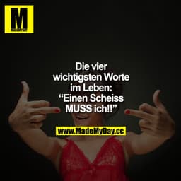 Die vier wichtigsten Worte im Leben: "Einen SCHEISS muss ich!!“
