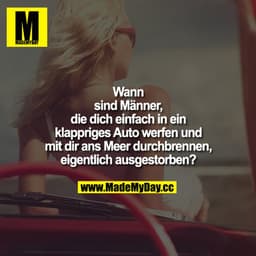 Wann sind Männer, die dich einfach in ein klappriges Auto werfen und mit dir ans Meer durchbrennen, eigentlich ausgestor