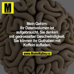 Mein Gehirn: Ihr Datenvolumen ist aufgebraucht. Sie denken mit gedrosselter Geschwindigkeit. Sie können ihr Guthaben mit