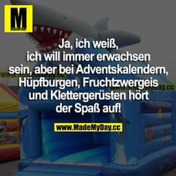 Ja, ich weiß, ich will immer erwachsen sein, aber bei Adventskalendern, Hüpfburgen, Fruchtzwergeis und Klettergerüsten h