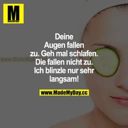 Deine Augen fallen zu. Geh mal schlafen. Die fallen nicht zu. Ich blinzle nur sehr langsam!