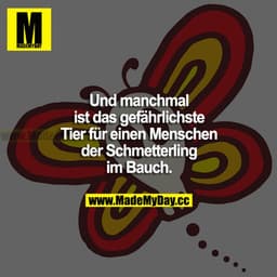 Und manchmal ist das gefährlichste Tier für einen Menschen der Schmetterling im Bauch.