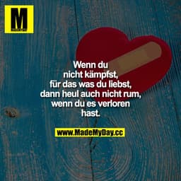 Wenn du nicht kämpfst, für das was du liebst, dann heul auch nicht rum, wenn du es verloren hast.