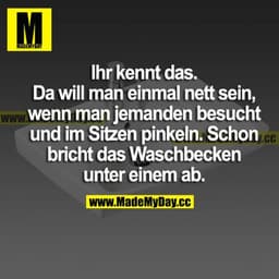 Ihr kennt das. Da will man einmal nett sein, wenn man jemanden besucht und im sitzen pinkeln. Schon bricht das Waschbeck