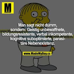 Man sagt nicht dumm, sondern: Geistig unbewaffnete, bildungsresistente, verbal inkompetente, kognitive suboptimierte, pa