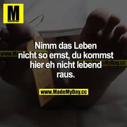 Nimm das Leben nicht so ernst, du kommst hier eh nicht lebend raus.