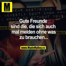 Gute Freunde sind die, die sich auch mal melden, ohne was zu brauchen...