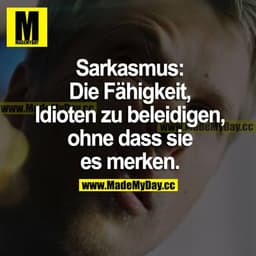 Sarkasmus: Die Fähigkeit, Idioten zu beleidigen, ohne dass sie es merken.