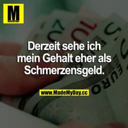Derzeit sehe ich mein Gehalt eher als Schmerzensgeld.