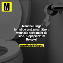 Manche Dinge lernst du erst zu schätzen, wenn sie nicht mehr da sind. Klopapier zum Beispiel!
