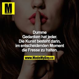Dumme Gedanken hat jeder. Die Kunst besteht darin, im entscheidenden Moment die Fresse zu halten.
