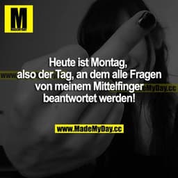 Heute ist Montag, also der Tag, an dem alle Fragen von meinem Mittelfinger beantwortet werden!