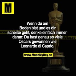 Wenn du am Boden bist und es dir scheiße geht, denke einfach immer daran: Du hast genau so viele Oscars gewonnen wie Leo