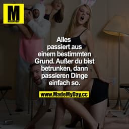 Alles passiert aus einem bestimmten Grund. Außer du bist betrunken, dann passieren Dinge einfach so.