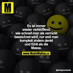 Es ist immer wieder verblüffend, wie schnell man als verrückt bezeichnet wird, nur weil man komplett anders denkt und fü