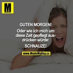 GUTEN MORGEN!
Oder wie ich mich um diese Zeit gepflegt ausdrücken würde:
SCHNAUZE!