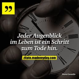 Jeder Augenblick im Leben ist ein Schritt zum Tode hin.