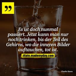Es ist doch nunmal passiert. Jetzt kann man nur noch trinken, bis der Teil des Gehirns, wo die inneren Bilder auftauchen