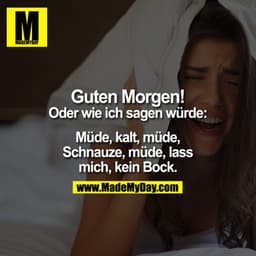 Guten Morgen oder wie ich sagen würde: Müde, kalt, müde, schnauze, müde, lass mich, kein Bock.