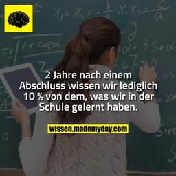 2 Jahre nach einem Abschluss wissen wir lediglich 10 % von dem, was wir in der Schule gelernt haben.