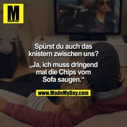 Spürst du auch das knistern zwischen uns?

"Ja, ich muss dringend mal die Chips vom Sofa saugen."