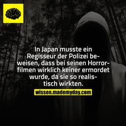 In Japan musste ein Regisseur der Polizei beweisen, dass bei seinen Horrorfilmen wirklich keiner ermordet wurde, da sie 