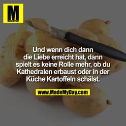 Und wenn dich dann die
Liebe erreicht hat, dann spielt es
keine Rolle mehr, ob du Kathedralen
erbaust oder in der Küche

