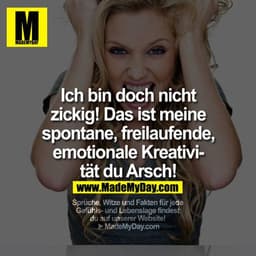 Ich bin doch nicht zickig! Das ist meine spontane, freilaufende, emotionale Kreativität du Arsch!
