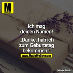 Ich mag deinen Namen!

"Danke, hab ich zum Geburtstag bekommen."