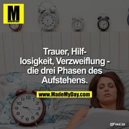 Trauer, Hilflosigkeit, Verzweiflung - die drei Phasen des Aufstehens.