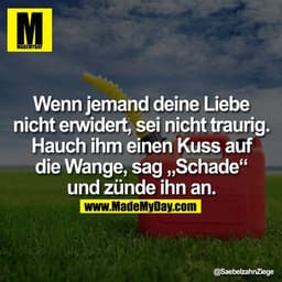 Wenn jemand deine Liebe nicht erwidert, sei nicht traurig. Hauch ihm einen Kuss auf die Wange, sag "Schade"und zünde ihn