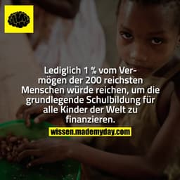 Lediglich 1 % vom Vermögen der 200 reichsten Menschen würde reichen, um die grundlegende Schulbildung für alle Kinder de