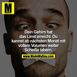 Dein Gehirn hat das Limit erreicht. Du kannst ab nächsten Monat mit vollem Volumen weiter Scheiße labern.