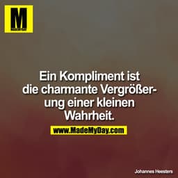 Ein Kompliment ist die charmante Vergrößerung einer kleinen Wahrheit.