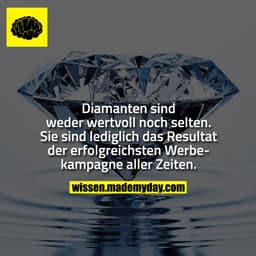 Diamanten sind weder wertvoll noch selten. Sie sind lediglich das Resultat der erfolgreichsten Werbekampagne aller Zeite