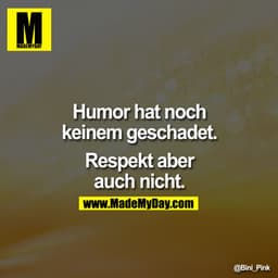 Humor hat noch keinem geschadet. Respekt aber
auch nicht.
